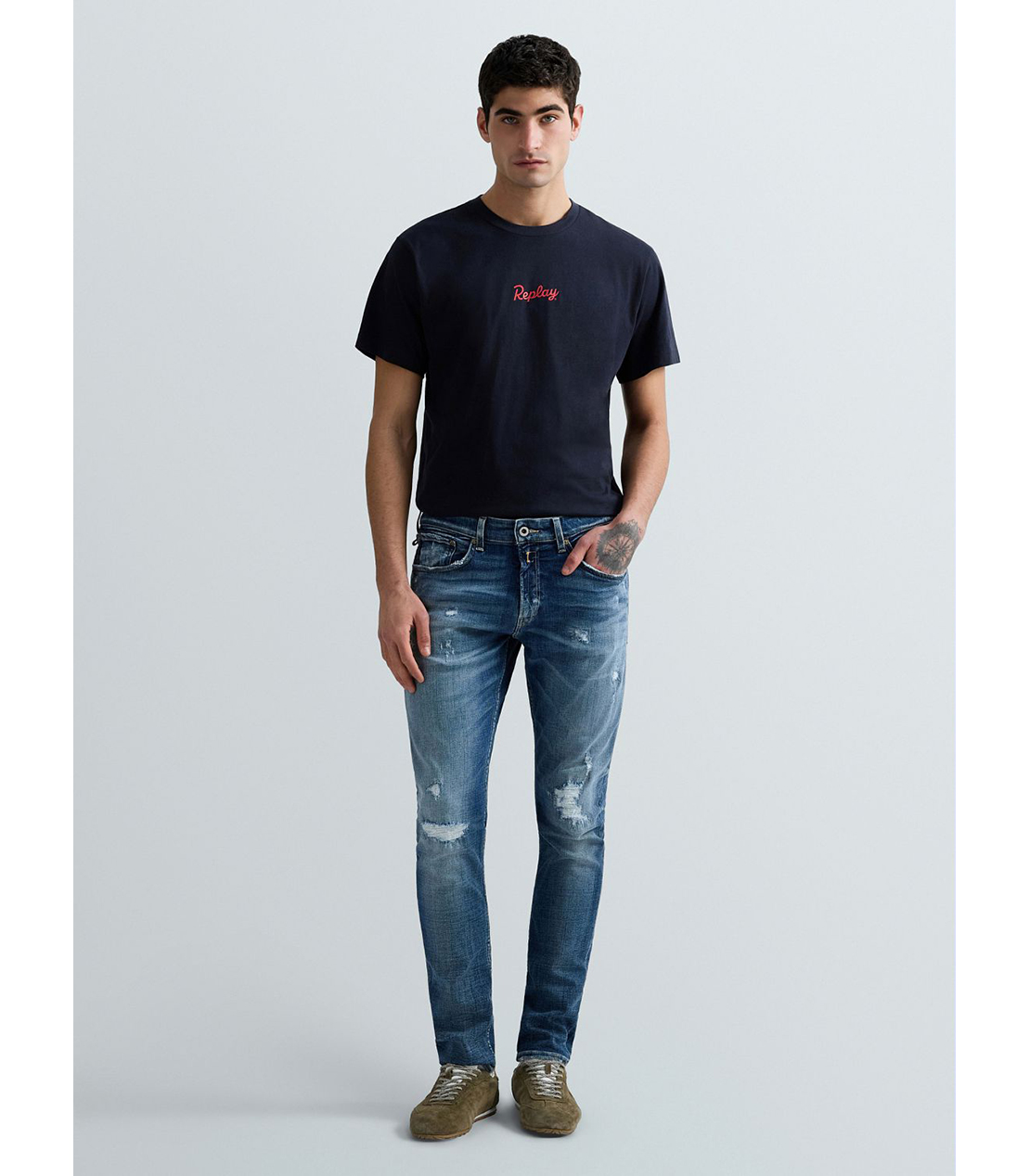 スキニーENNYS Aged10 オーガニックコットンパワーストレッチデニム 詳細画像 ブルー 2